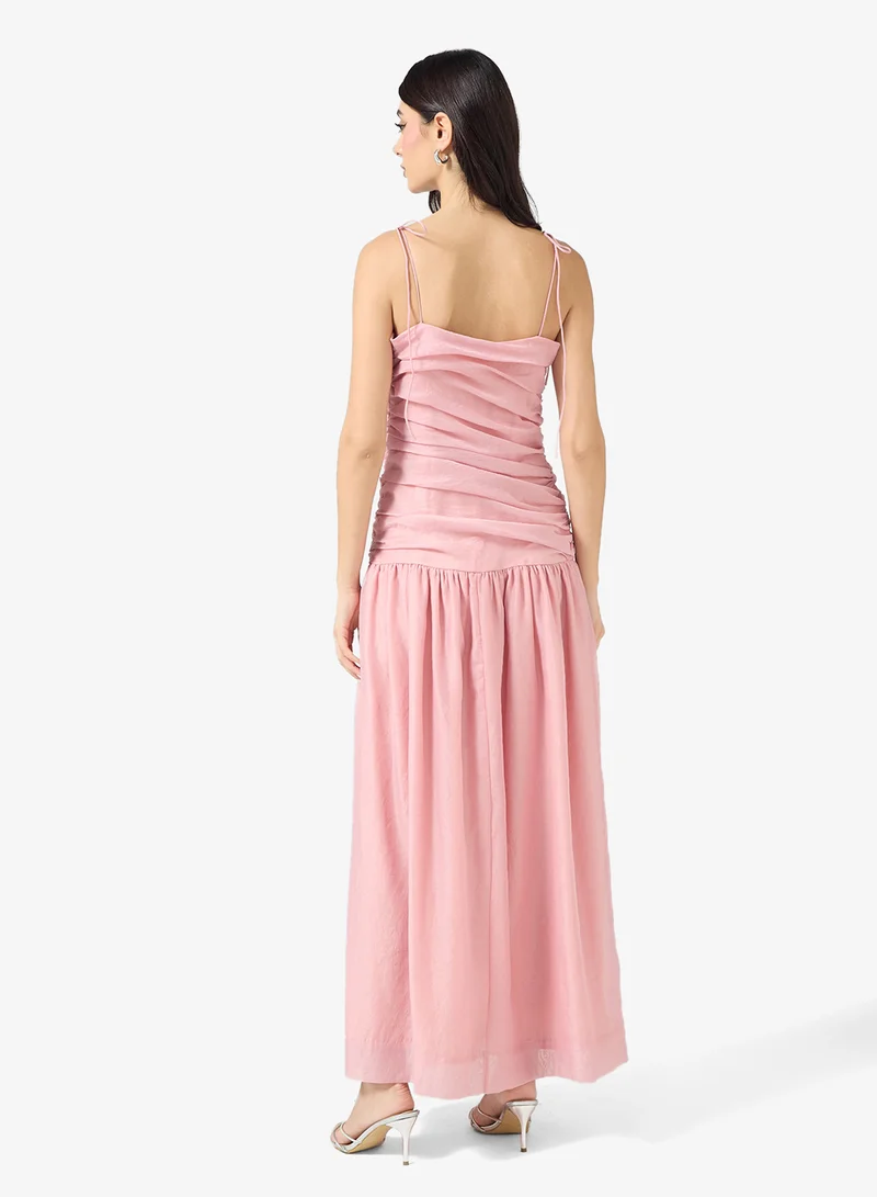 Just Me Ruched Detail Bandeau Maxi Dress