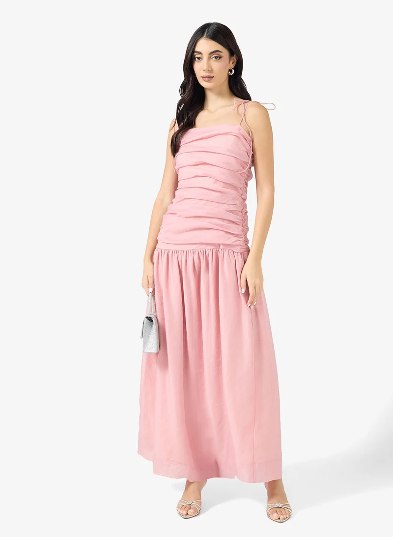 Ruched Detail Bandeau Maxi Dress