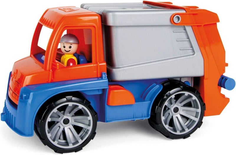 Lena 04416 TRUXX APPR, 29 cm, Rubbish Truck with Function, 1 Refuse bin Figure, for Children from 2 Years, Play Vehicle Set in Orange, Blue, Multi-Coloured - Image 1