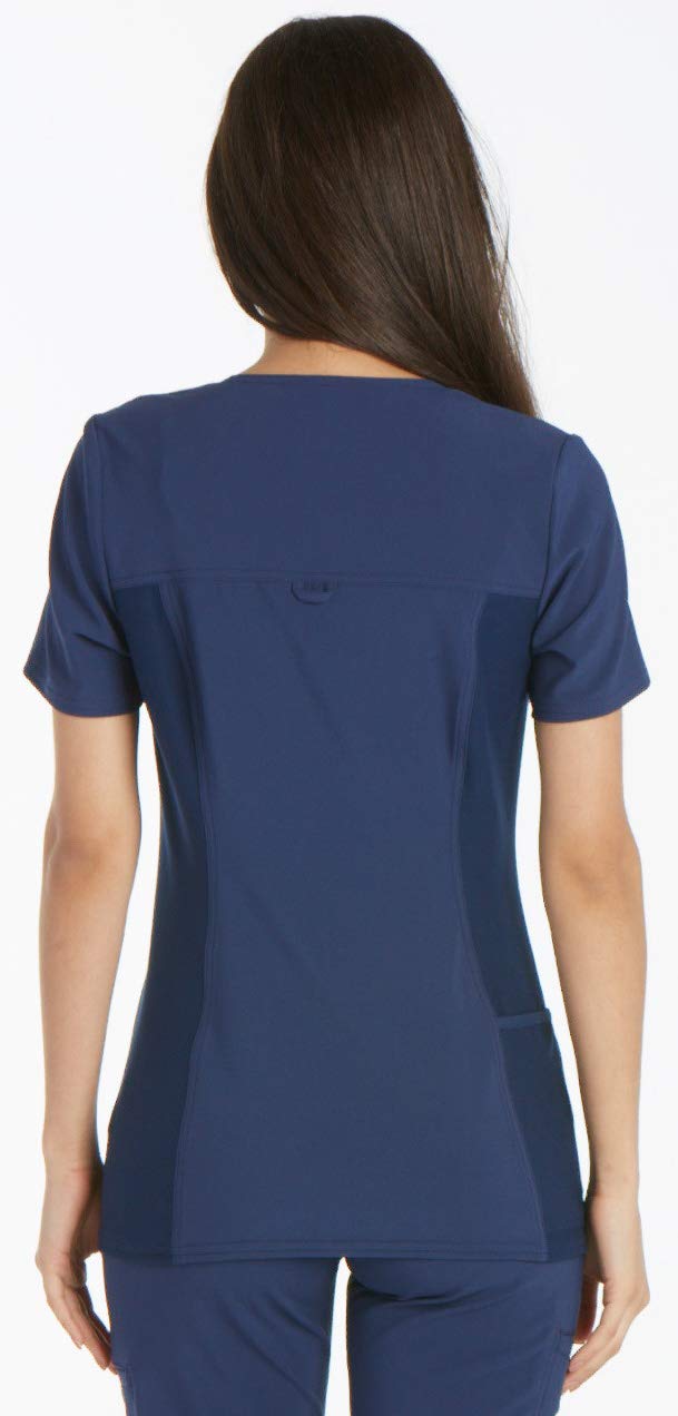 Cherokee Women's Iflex V-Neck Knit Panel Top, Navy, Small - Image 2