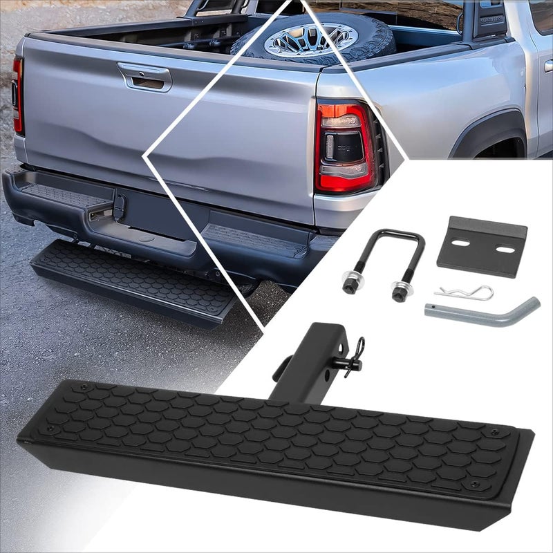 PM Performotor Universal Black Trailer Truck Tow Hitch Step Bar Fits 2 Inches Receiver | 26" Wide X 5" Long - Image 1
