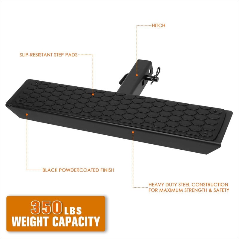PM Performotor Universal Black Trailer Truck Tow Hitch Step Bar Fits 2 Inches Receiver | 26" Wide X 5" Long - Image 4