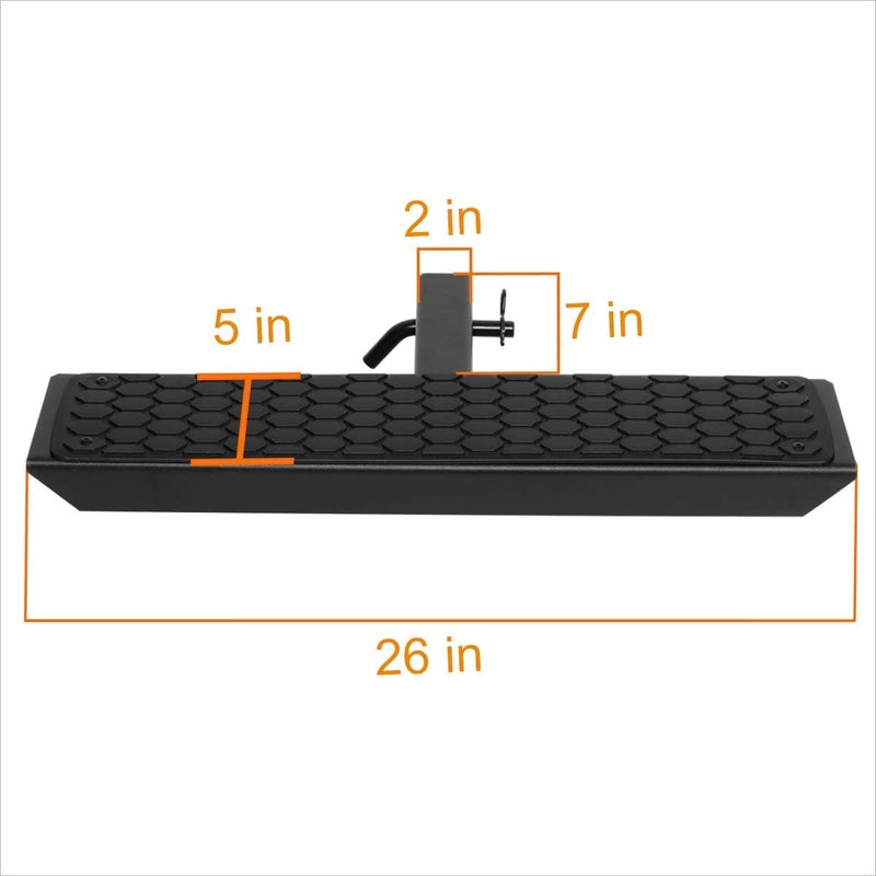 PM Performotor Universal Black Trailer Truck Tow Hitch Step Bar Fits 2 Inches Receiver | 26" Wide X 5" Long - Image 3