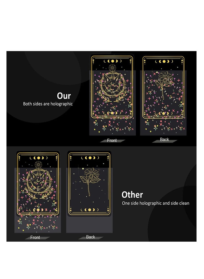 Captaintech 200 Pcs Kpop Photocard Sleeves, Little Star Laser Flashing Card Sleeves, Star Glass Gemstone Rainbow Holographic Card Sleeves Trading Card Protector for Photocard Kpop Photo Cards, 61 x 88 mm - Image 5