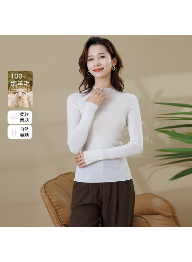 Tucano 100% Wool Women'S Solid Color Versatile Sweater Semi-Turtle Neck Knitwear For Autumn And Winter - Image 2