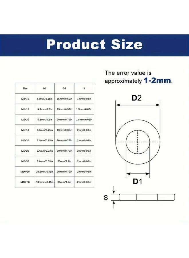 12 Pcs M6 x 16mm Stainless Steel Flat Washers Thickened Anti Rust Hardware Fasteners - Image 2