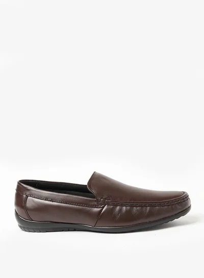 Geoomnii Luke Style Men Leather Loafers Slip Ons Brown