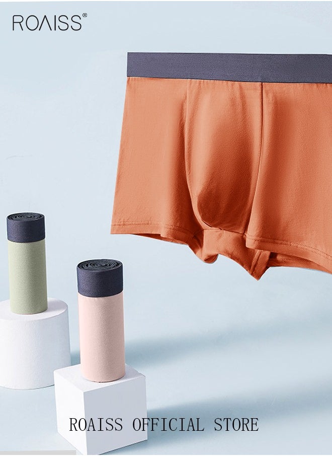 roaiss Set of 3 Men's Boys Cotton Boxer Briefs Breathable Soft Underwear Summer Stretch Large Size Plus Fat Men's Boxer Briefs  - Image 3