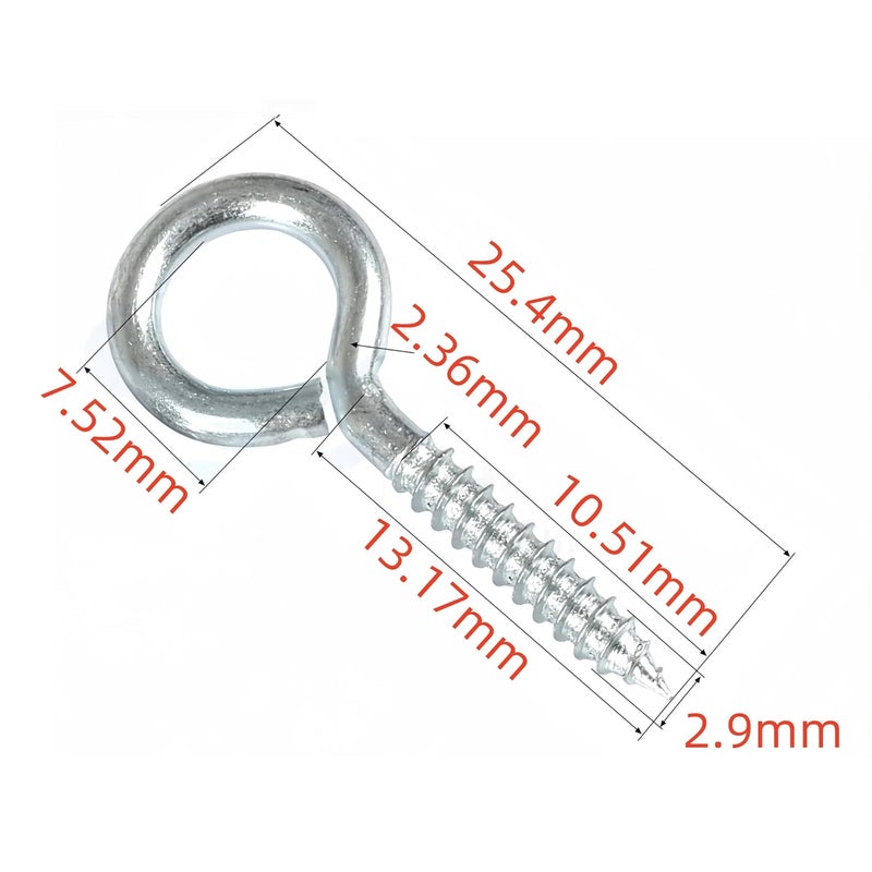 NACX 1" Screw Eye Hooks Screw Terminal Ring Eyelet Self Tapping Eye Bolt, Carbon Steel, 250Pcs - Image 2