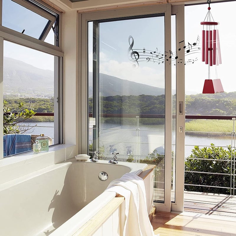 Buko Natural Melodious Aureole Tunes Wind Chimes for Home Outdoor with 4 Tubes 100 Rustproof Aluminum Powder Finish S Hook Hanger for Sympathy Zen Garden 24inch BUKO_Windchime_UNC24RD - Image 5