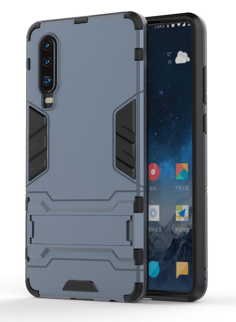Phone Case Cover TPU+PC With stand in Back shock resistant compatible with P30 ( Blue ) - Image 1
