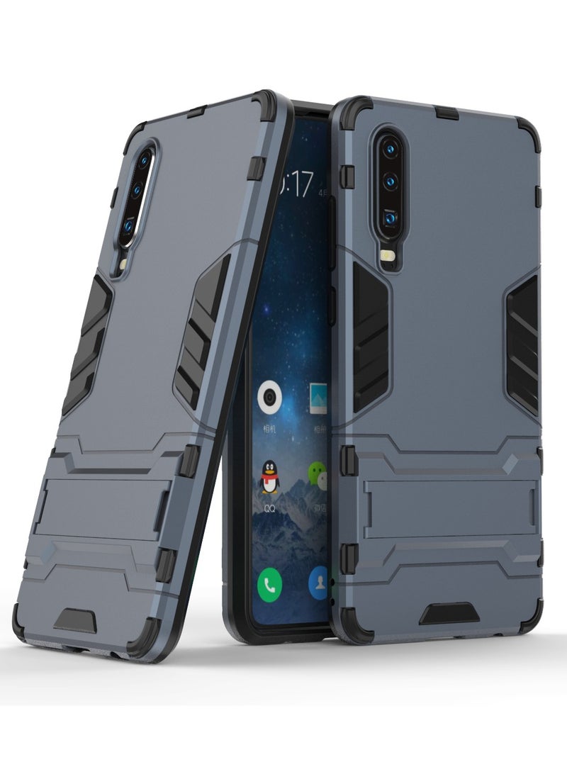 Phone Case Cover TPU+PC With stand in Back shock resistant compatible with P30 ( Blue ) - Image 2