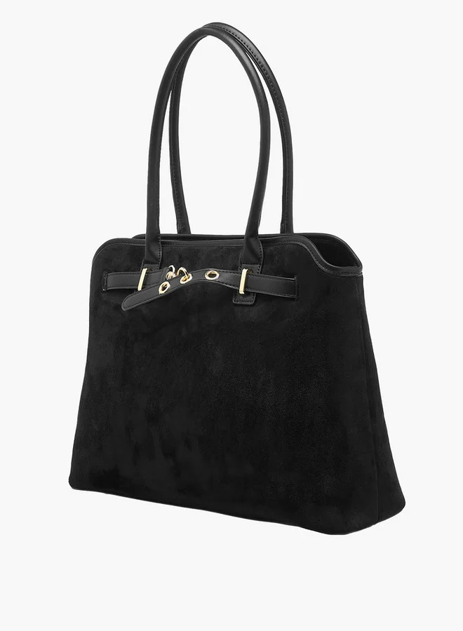 Flora Bella By Shoexpress Solid Tote Bag with Double Handles and Zip Closure