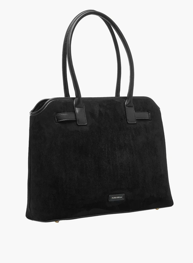 Flora Bella By Shoexpress Solid Tote Bag with Double Handles and Zip Closure