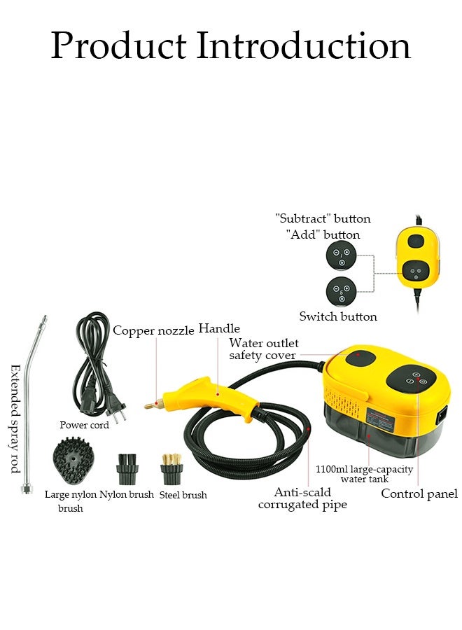 DUNISO Portable Handheld Steam Cleaner, Multifunctional High Temperature Pressurized Steam Cleaner，With Brush Head, Six Gears Can Be Adjusted，Anti Dry Burning Protection, Suitable For Kitchen, Air Conditioning, Refrigerator, Bathroom, Furniture - Image 3