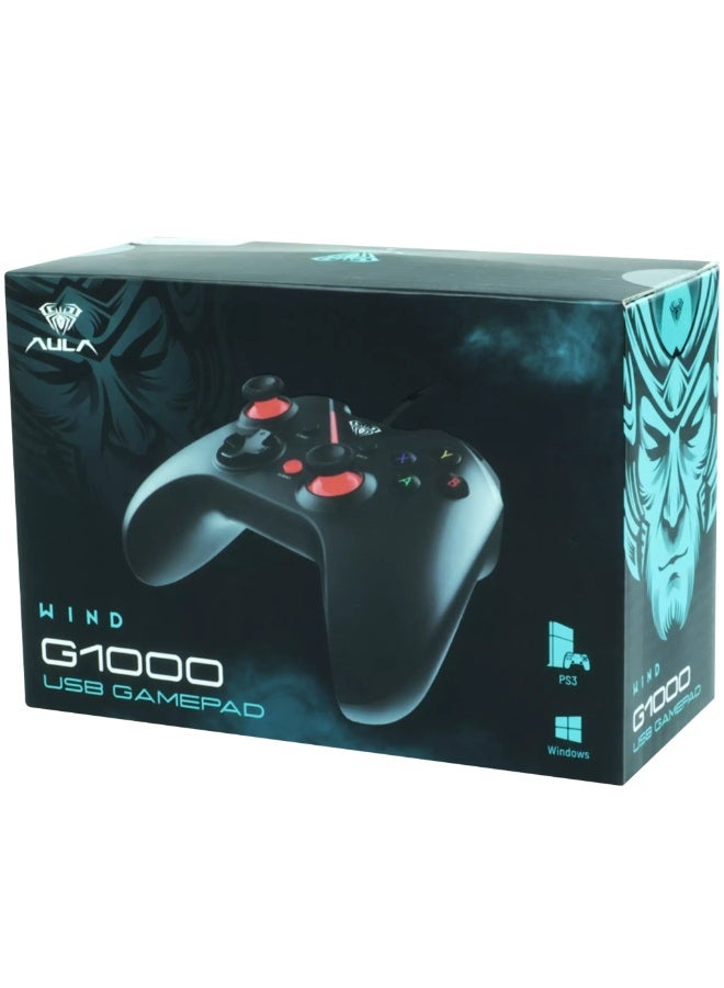 AULA G1000 USB Gamepad Dual Vibration Motor Turbo Mode Accurate Joysticks Ergonomic Design V-strip LED Indicator High Performance Gaming Controller/Remote Plug And Play Supports PC, PS3 - Image 2