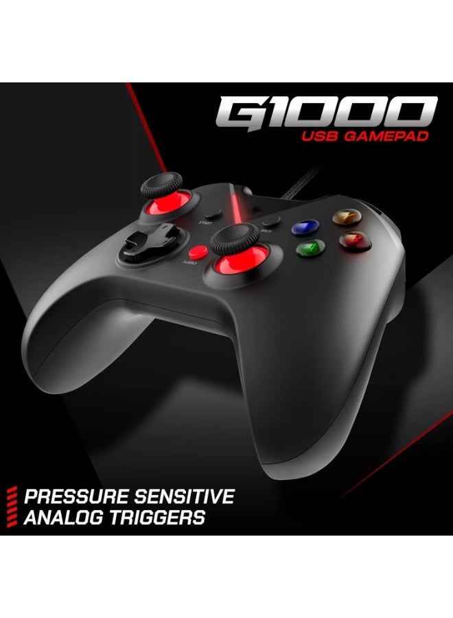 AULA G1000 USB Gamepad Dual Vibration Motor Turbo Mode Accurate Joysticks Ergonomic Design V-strip LED Indicator High Performance Gaming Controller/Remote Plug And Play Supports PC, PS3 - Image 3