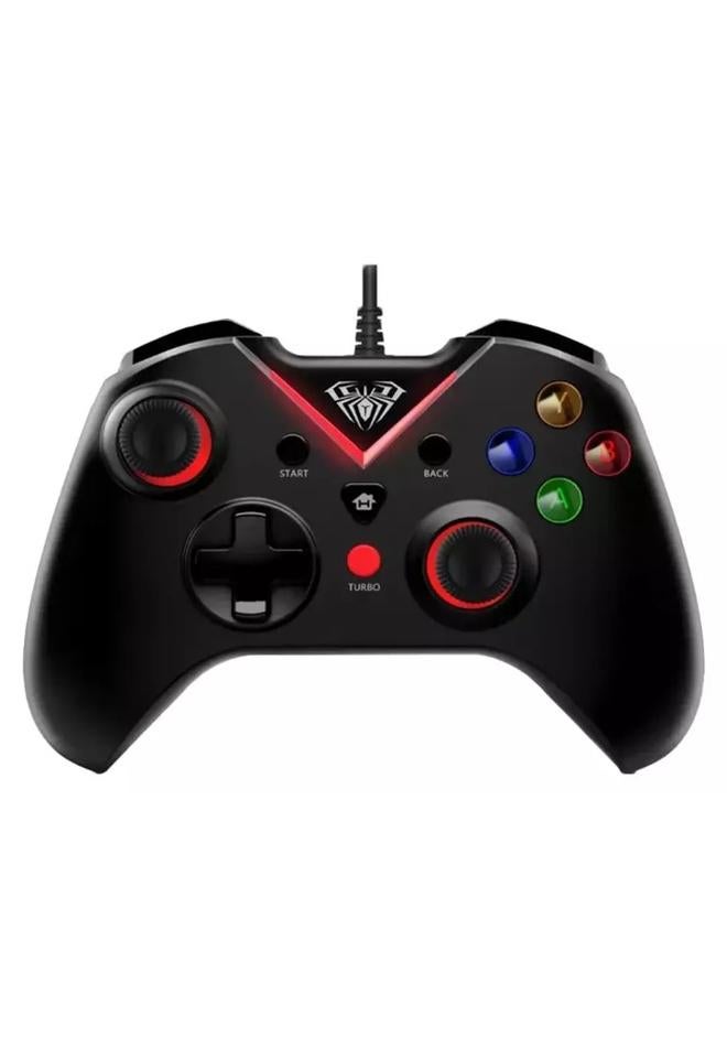 AULA G1000 USB Gamepad Dual Vibration Motor Turbo Mode Accurate Joysticks Ergonomic Design V-strip LED Indicator High Performance Gaming Controller/Remote Plug And Play Supports PC, PS3 - Image 1