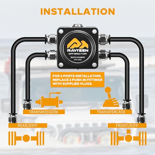 RAYTEEN Differential Breather Kit – High-Flow Axle Vent Air Pressure in Differentials, Transmission, Transfer Case for 4×4 Vehicle, Jeep, Offroad, 4WD - Image 2