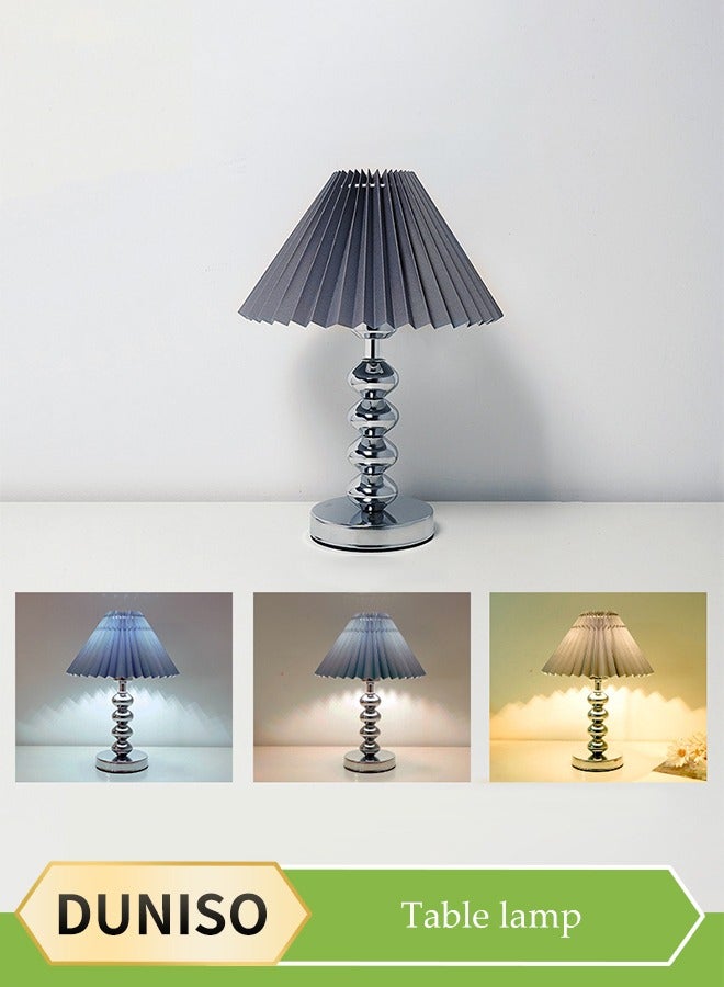 DUNISO Bedside table lamp, USB fabric bedroom lamp, multifunctional LED desk lamp reading lamp, three color multi level adjustable, suitable for living room, study, bedroom and office - Image 1