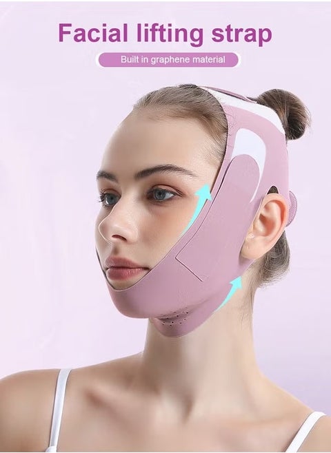 dermastampReusable V-shaped lifting mask with chin strap for sleep, facial lifting to prevent slack, jaw exerciser(Purple)