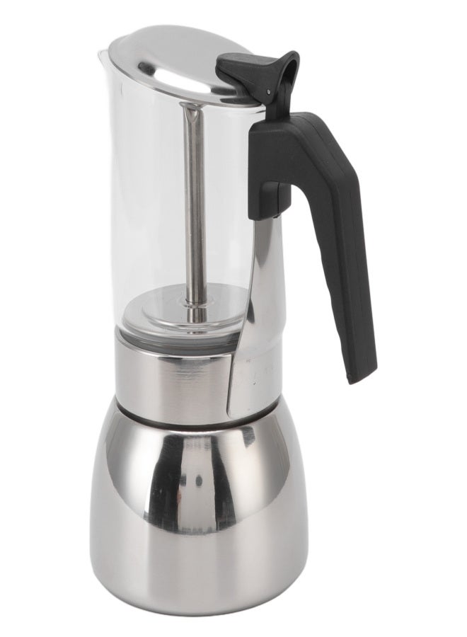 Glass Moka Pot Stainless Steel Heat Resistant Portable Classic Italian Coffee Maker for Home and Cafe 300ML - Image 5
