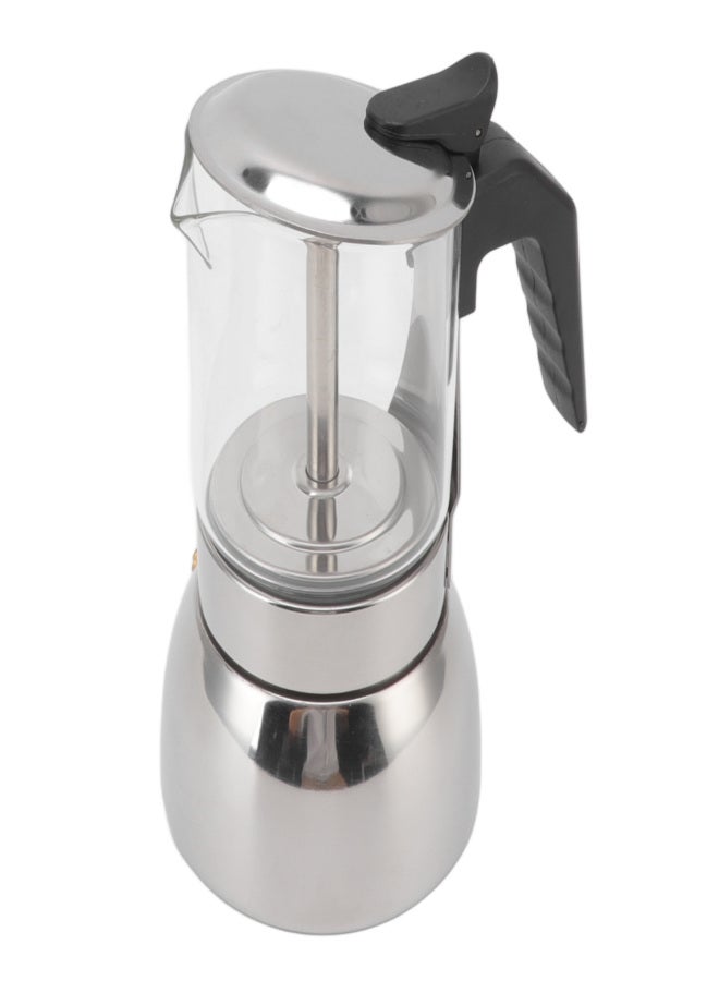 Glass Moka Pot Stainless Steel Heat Resistant Portable Classic Italian Coffee Maker for Home and Cafe 300ML - Image 2