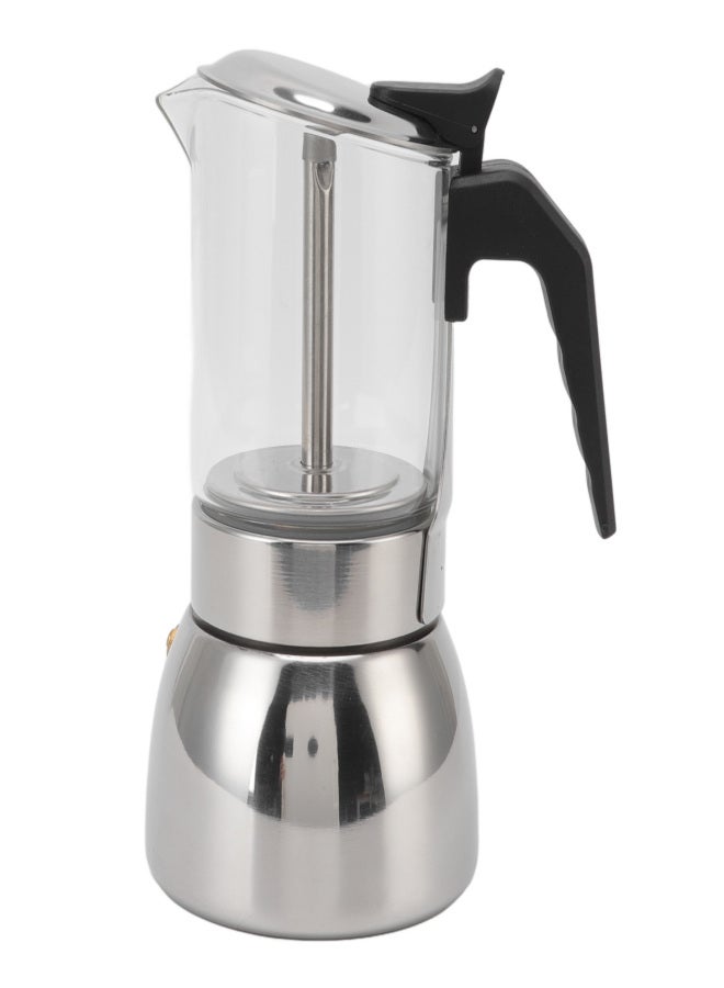 Glass Moka Pot Stainless Steel Heat Resistant Portable Classic Italian Coffee Maker for Home and Cafe 300ML - Image 4