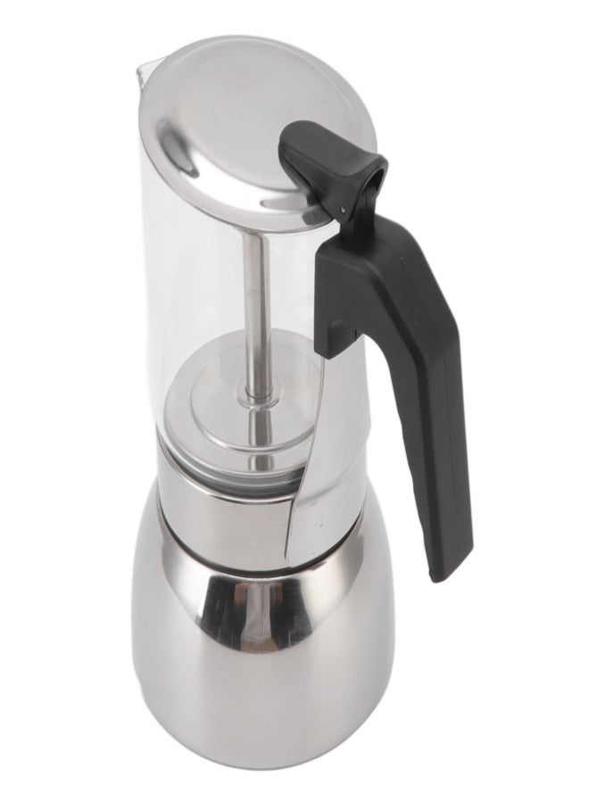 Glass Moka Pot Stainless Steel Heat Resistant Portable Classic Italian Coffee Maker for Home and Cafe 300ML - Image 3