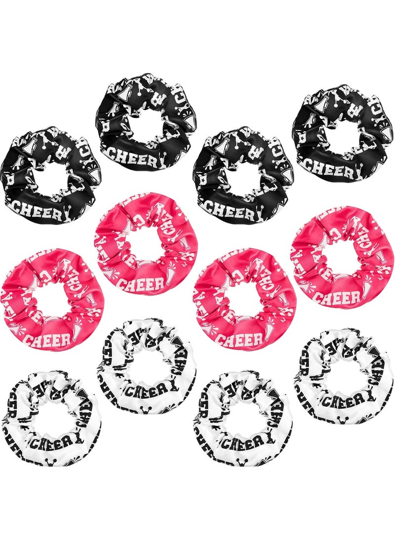 Waydress 12 Pcs Cheer Scrunchies Bulk Cheer Hair Accessories Cheerleading Head Bands Cute Elastic Scrunchies Bands for Cheer Teams Sport Player Birthday Party 