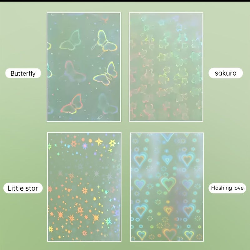 Butterfly 100pcs Holographic Transparent Laser Card Sleeves Protective Cover for Cards - Image 2