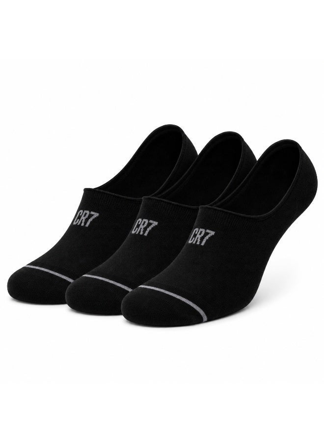 CR7 Men's No-Show Socks 3-Pack, Black, Cotton Blend, 80% Cotton, 18% Polyamide, 2% Elastane - Image 1