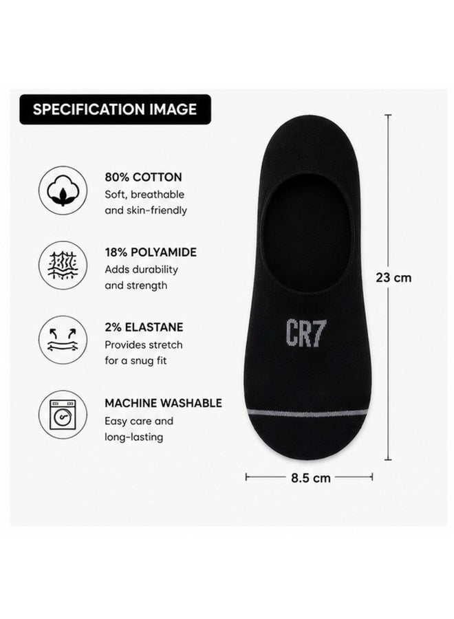 CR7 Men's No-Show Socks 3-Pack, Black, Cotton Blend, 80% Cotton, 18% Polyamide, 2% Elastane - Image 4