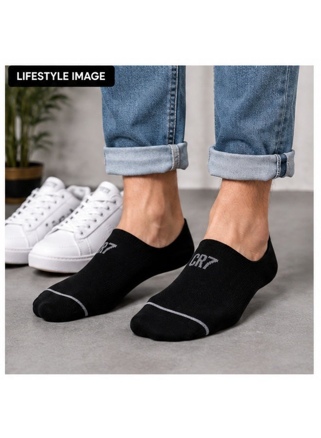 CR7 Men's No-Show Socks 3-Pack, Black, Cotton Blend, 80% Cotton, 18% Polyamide, 2% Elastane - Image 3