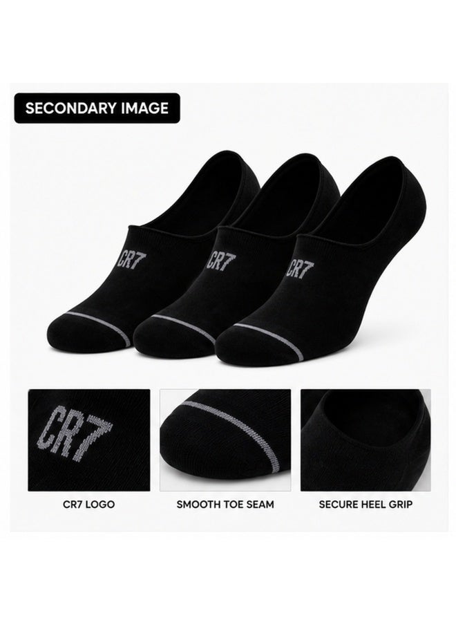 CR7 Men's No-Show Socks 3-Pack, Black, Cotton Blend, 80% Cotton, 18% Polyamide, 2% Elastane - Image 2