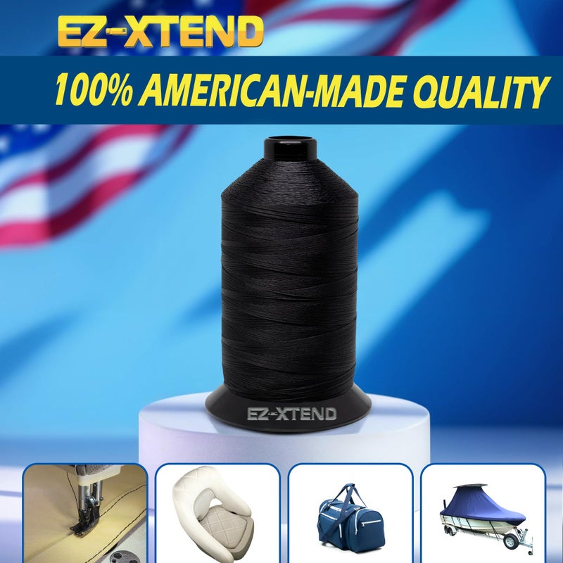 EZ-Xtend #138 Bonded Polyester Thread 100% American Made for Outdoor and Marine Fabric Sewing Applications, Awnings, Tarps, Canvas. for Heavy Duty and Industrial Sewing Machines (Black, 8 oz) - Image 2