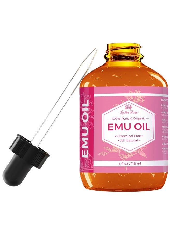Leven Rose Emu Oil, 100% Pure Natural Hair Strengthener Anti Aging Skin Moisturizer 4 oz - Image 1