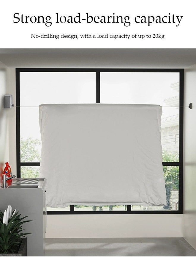 DUNISO Retractable Clothesline，Heavy Duty Clothes Drying Laundry Line，Indoor Steel Wire Invisible Wall Hanging Rope，Suitable for Living Room, Balcony, Bedroom, Outdoor，Titanium Gray  - Image 4