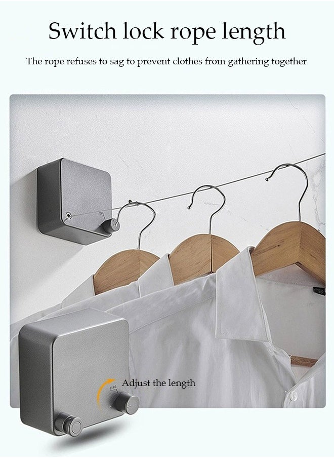 DUNISO Retractable Clothesline，Heavy Duty Clothes Drying Laundry Line，Indoor Steel Wire Invisible Wall Hanging Rope，Suitable for Living Room, Balcony, Bedroom, Outdoor，Titanium Gray  - Image 2