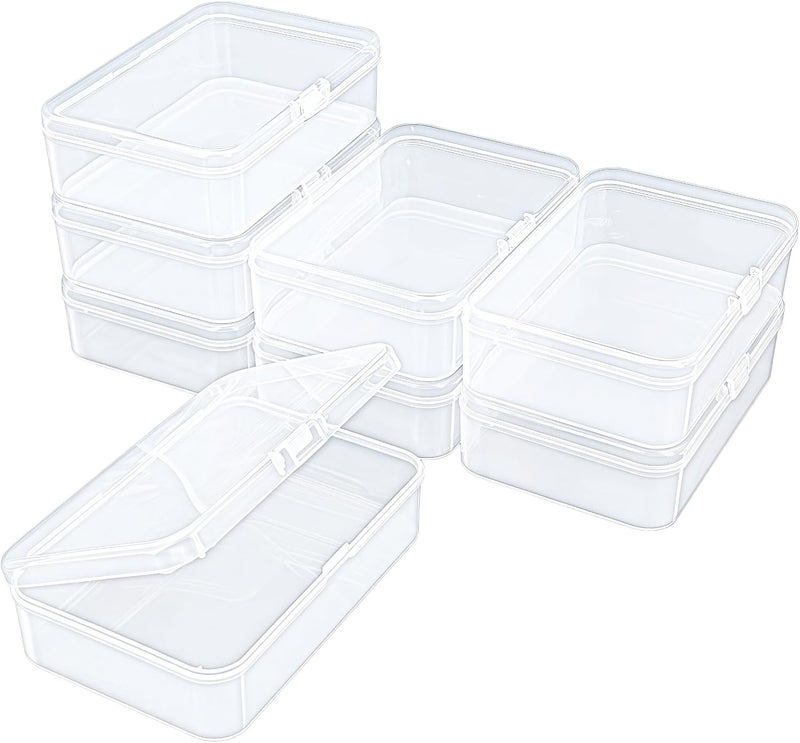 Thintinick 8 Pack Rectangular Clear Plastic Storage Containers Box with Hinged Lid for Beads and Other Small Craft Items (4.92 x 3.35 x 1.38 inch) - Image 1