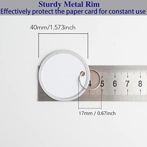 Aellabus 150 Pieses Metal Rim Tags Key Tags 1.57 Inch Large Round Paper Tags with Metal Rings for Car Keys and Door Keys,White by Aellabus - Image 2