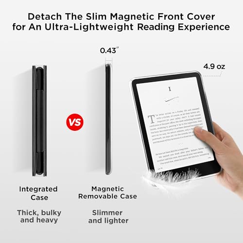 SESENSE Detachable Magnetic Case for 7'' Kindle Paperwhite 12th Gen 2024 and Kindle Colorsoft Signature Edition, Slim PU Shell Cover Case with Auto Wake/Sleep, Black - Image 4