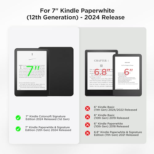 SESENSE Detachable Magnetic Case for 7'' Kindle Paperwhite 12th Gen 2024 and Kindle Colorsoft Signature Edition, Slim PU Shell Cover Case with Auto Wake/Sleep, Black - Image 2