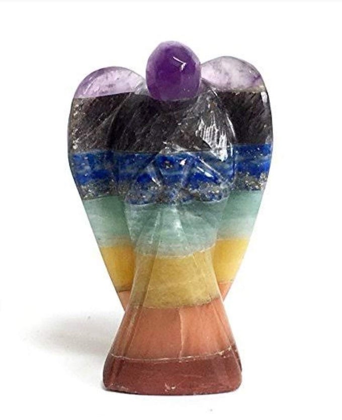 METAPHYSICAL 7 CHAKRA CRYSTAL ANGEL 354 INCH REIKI HEALING BOHEMIAN RARE
