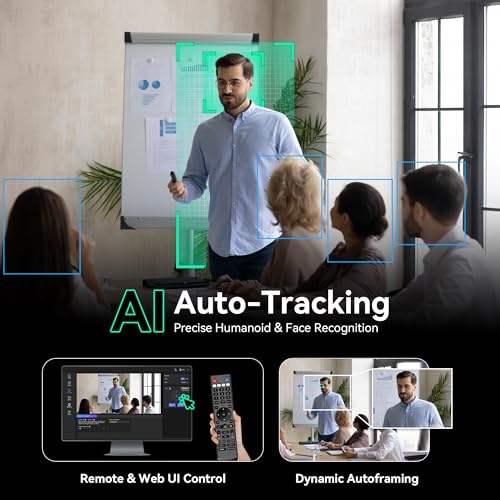 Tenveo HDMI/USB3.0/LAN(PoE) PTZ Camera AI Humanoid & Face Auto-Tracking, 20X Optical Zoom PTZ Camera IP Live Streaming, FHD 1080P 60FPS, for Church Services Worship Video Conference Live Streaming - Image 4