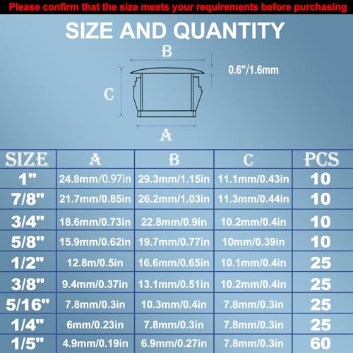 Tanbupu 200Pcs 9 Sizes Nylon Plastic Hole Plugs 1/5" 1/4" 5/16" 3/8" 1/2" 5/8" 3/4" 7/8" 1"Round Hole, Flush Type Panel Knockout Locking Plugs,Screw Covers for Furniture Cabinet Insert End Caps(white) - Image 2