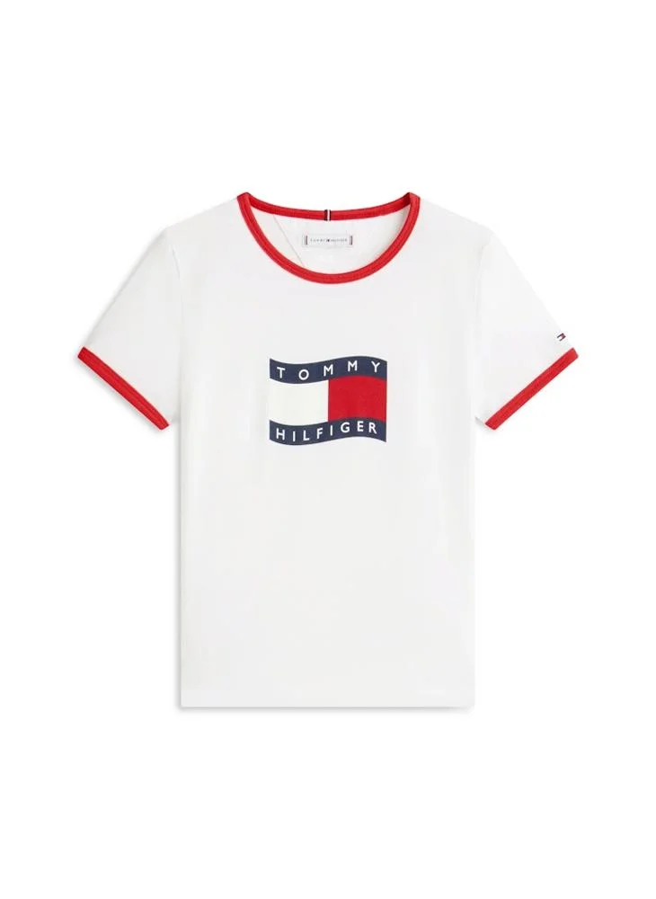 TOMMY HILFIGER  Kids Wavy Flag Ringer Crew Neck T-Shirt for Women | Best Price UAE