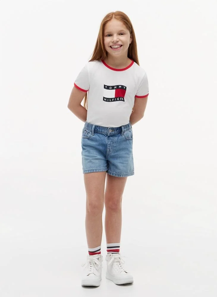 TOMMY HILFIGER  Kids Wavy Flag Ringer Crew Neck T-Shirt for Women | Best Price UAE