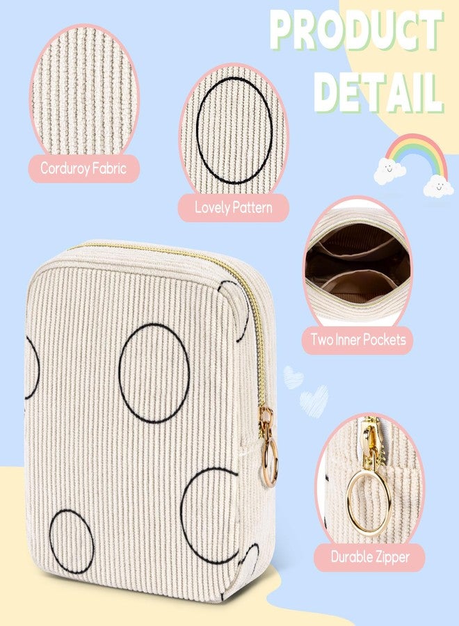 SIDESUGAR Period Bag for Teen Girls Shark Week Pouch Corduroy Portable Sanitary Pad Bags for Period Teen Period Pads Pouch for Panty Liners, Tampons, Menstrual Cup - Beige - Image 5