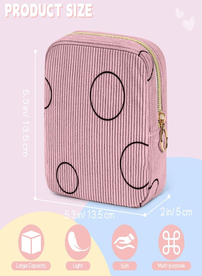 SIDESUGAR Period Bag for Teen Girls Shark Week Pouch Corduroy Portable Sanitary Pad Bags for Period Teen Period Pads Pouch for Panty Liners, Tampons, Menstrual Cup - Beige - Image 2